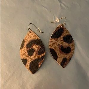 Leopard print leather earrings
